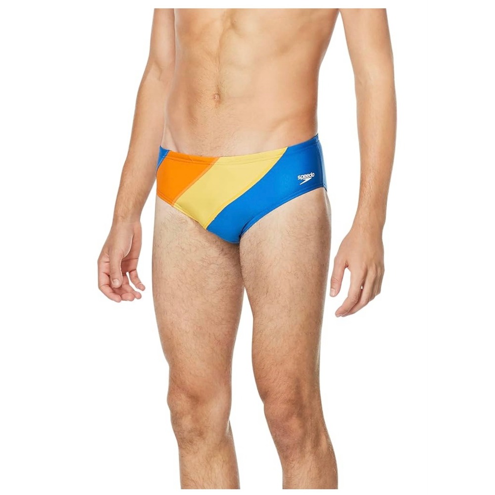 NEW Speedo Swim Brief Mens 26 Blue Orange Eco Endurance 7052151